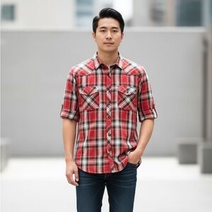 Men's Red Plaid Shirt